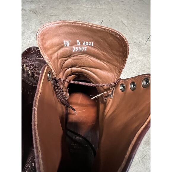 Allen Edmonds Long Branch Boots 6021 Wingtip Brown Leather Brogue Size 13 D - Picture 8 of 14